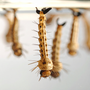 a group of caterpillars from a white surface